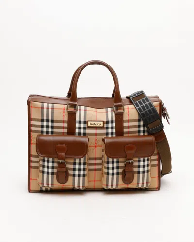 Burberry Nova Check Briefcase In Brown