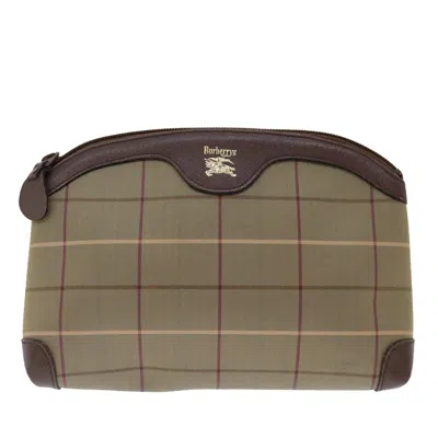 Pre-owned Burberry Nova Check Brown Canvas Clutch Bag ()