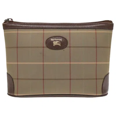 Pre-owned Burberry Nova Check Brown Canvas Clutch Bag ()
