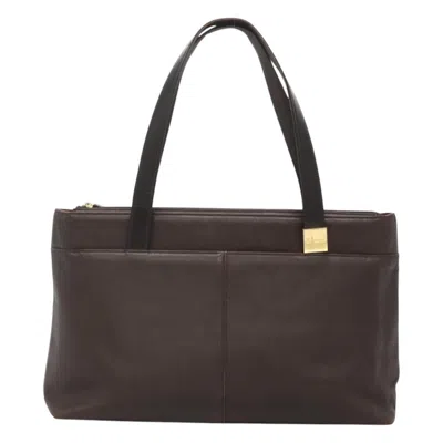 Pre-owned Burberry Nova Check Brown Leather Tote Bag ()