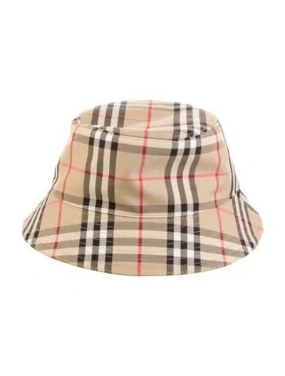 Pre-owned Burberry Nova Check Bucket Hat In Neutral