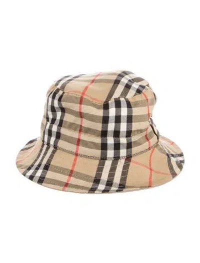 Pre-owned Burberry Nova Check Bucket Hat In Neutral