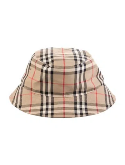 Pre-owned Burberry Nova Check Bucket Hat In Neutral