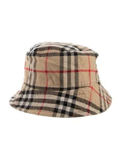 Pre-owned Burberry Nova Check Bucket Hat W/tags In Brown