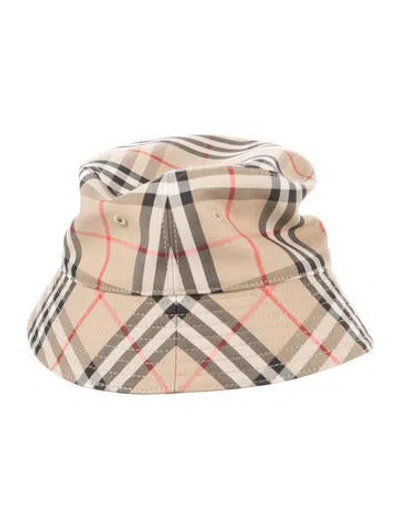 Pre-owned Burberry Nova Check Bucket Hat  W/tags In Neutrals