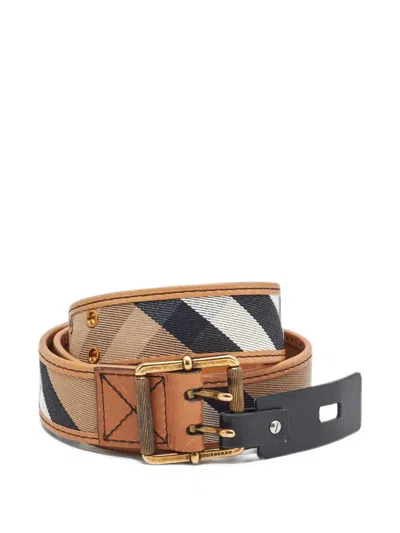 Pre-owned Burberry Nova Check Buckle Belt In Neutrals