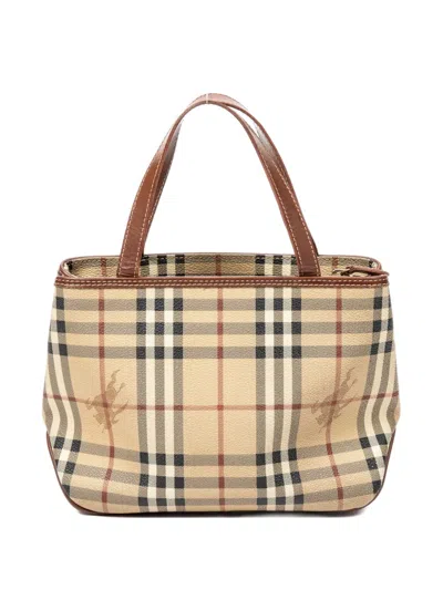 Pre-owned Burberry Nova Check Canvas Tote Bag In Neutral