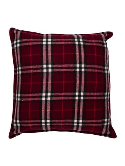 Pre-owned Burberry Nova Check Cashmere Throw Blanket & Pillow Set In Red