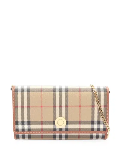 Pre-owned Burberry Nova Check Chain Clutch Bag In Neutrals