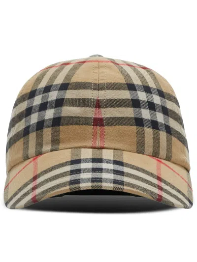 Burberry Check Cotton Baseball Cap In A7026