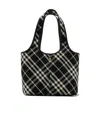 Burberry Small Check Canvas Tote Bag In Black