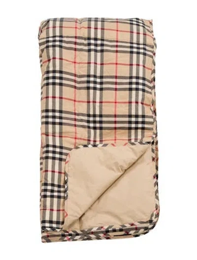 Pre-owned Burberry Nova Check Down Filled Throw Blanket In Neutral