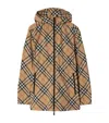 Burberry Waisted Check Hooded Jacket In Neutrals