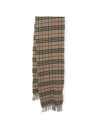 Pre-owned Burberry Nova Check Fringed Scarf In Grey