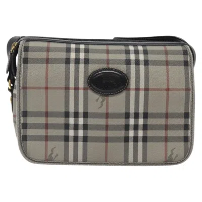 Pre-owned Burberry Nova Check Grey Canvas Shoulder Bag ()