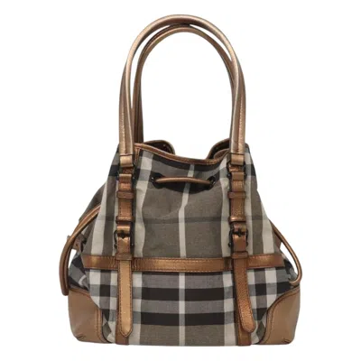 Pre-owned Burberry Nova Check Grey Canvas Tote Bag ()