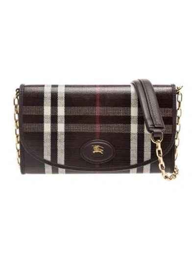 Pre-owned Burberry Nova Check Haymarket Check Wallet On Chain Crossbody Bag In Brown