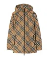 Burberry Waisted Check Hooded Jacket In Brown