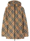 Burberry Waisted Check Hooded Jacket In Neutrals