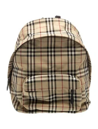Pre-owned Burberry Nova Check Jett Backpack In Neutral