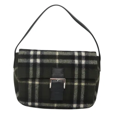 Pre-owned Burberry Nova Check Khaki Wool Shoulder Bag ()