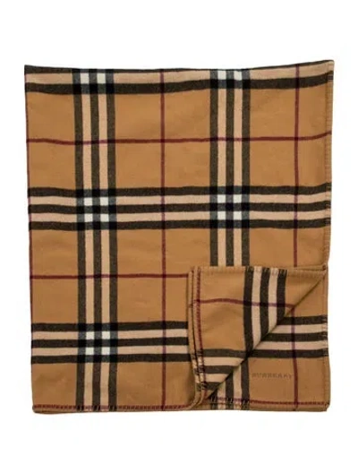 Pre-owned Burberry Nova Check Lambswool Throw Blanket In Neutrals