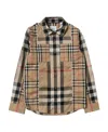 Burberry Beige Shirt For Boy With Vintage Check In Nude