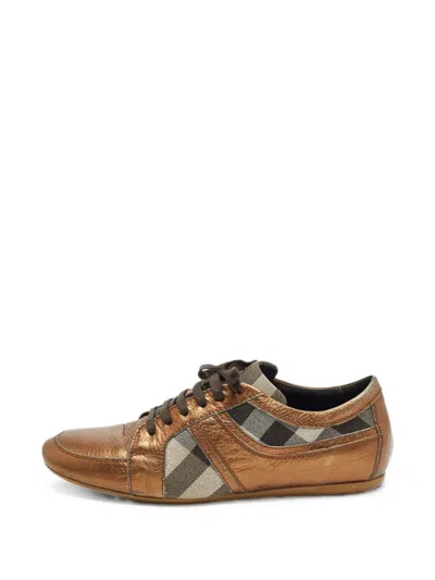 Pre-owned Burberry Nova Check Low-top Sneakers In Brown