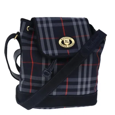 Pre-owned Burberry Nova Check Navy Canvas Shoulder Bag ()