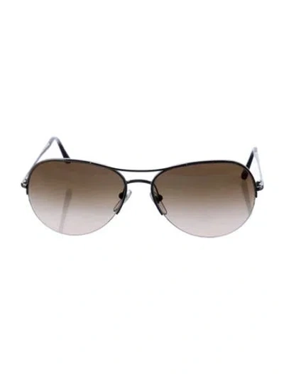 Pre-owned Burberry Nova Check Pattern Aviator Sunglasses In Brown