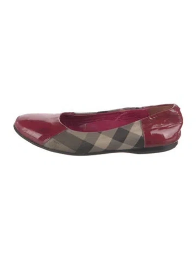 Pre-owned Burberry Nova Check Pattern Ballet Flats In Burgundy