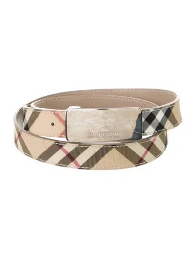 Pre-owned Burberry Nova Check Pattern Belt In Neutral