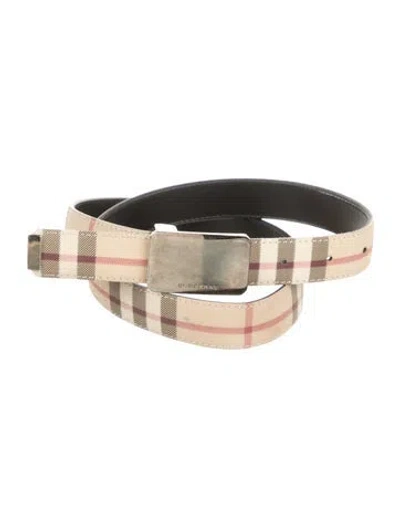 Pre-owned Burberry Nova Check Pattern Belt In Neutral
