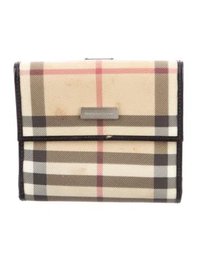 Pre-owned Burberry Nova Check Pattern Bifold Wallet In Brown