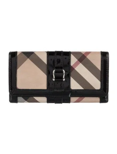 Pre-owned Burberry Nova Check Pattern Bifold Wallet In Neutral