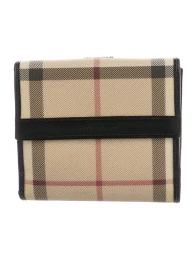 Pre-owned Burberry Nova Check Pattern Bifold Wallet In Neutral