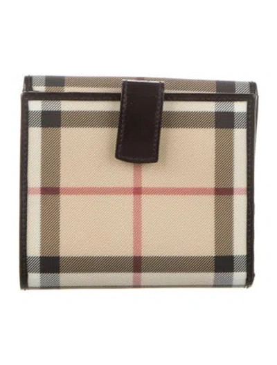 Pre-owned Burberry Nova Check Pattern Bifold Wallet In Neutrals