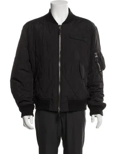 Pre-owned Burberry Nova Check Pattern Bomber Jacket In Black