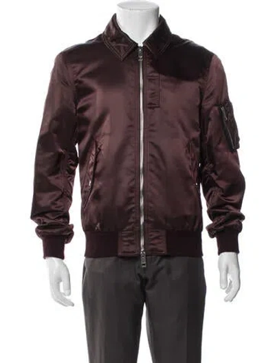 Pre-owned Burberry Nova Check Pattern Bomber Jacket In Burgundy