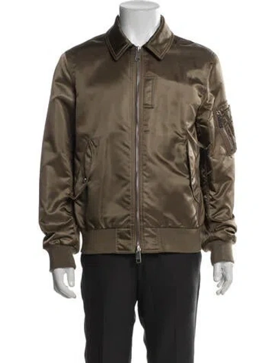 Pre-owned Burberry Nova Check Pattern Bomber Jacket In Green