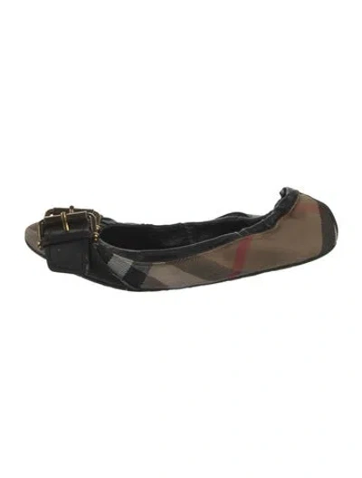 Pre-owned Burberry Nova Check Pattern Canvas Ballet Flats In Black