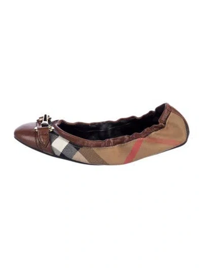 Pre-owned Burberry Nova Check Pattern Canvas Ballet Flats In Brown