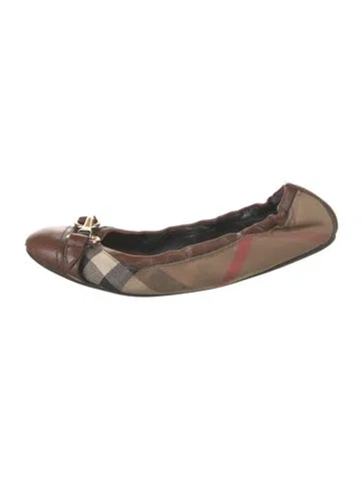 Pre-owned Burberry Nova Check Pattern Canvas Ballet Flats In Brown