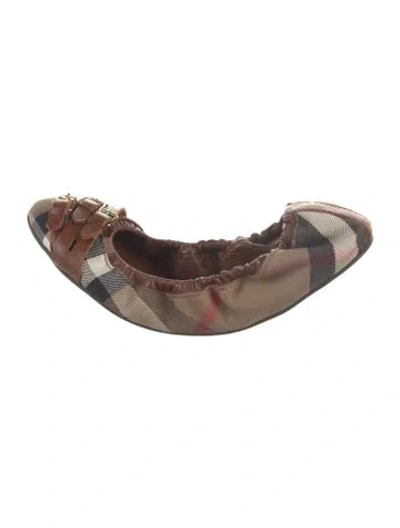 Pre-owned Burberry Nova Check Pattern Canvas Ballet Flats In Brown
