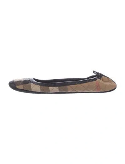 Pre-owned Burberry Nova Check Pattern Canvas Ballet Flats In Neutral