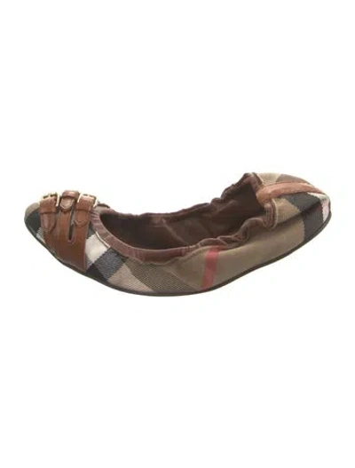 Pre-owned Burberry Nova Check Pattern Canvas Ballet Flats In Neutral