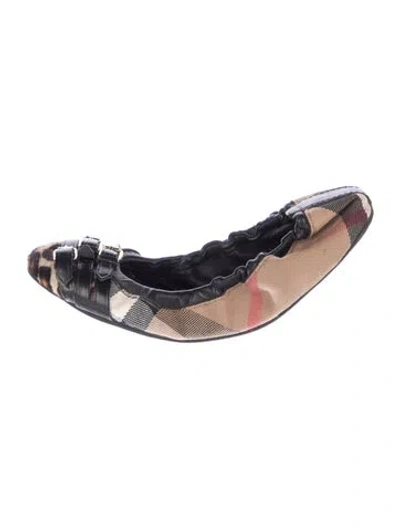 Pre-owned Burberry Nova Check Pattern Canvas Ballet Flats In Neutrals