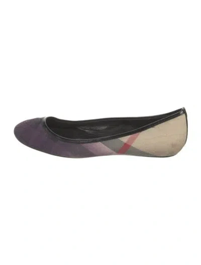 Pre-owned Burberry Nova Check Pattern Canvas Ballet Flats In Purple