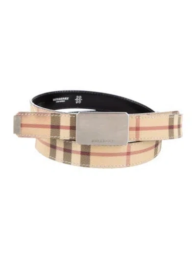 Pre-owned Burberry Nova Check Pattern Canvas Belt In Neutrals