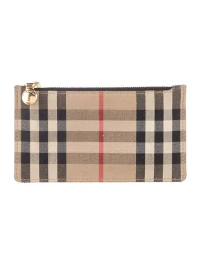 Pre-owned Burberry Nova Check Pattern Canvas Card Holder In Neutrals